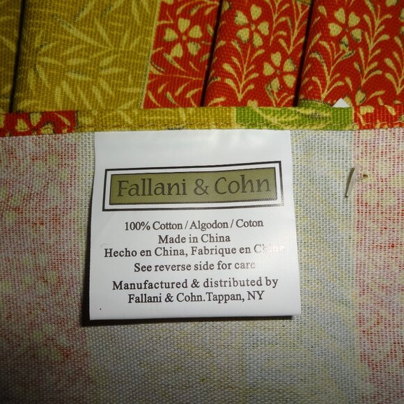 10 Vtg/NEW Dinner Napkins Fallani & Cohn Bamboo stripe gold green orange Cotton - Picture 7 of 8